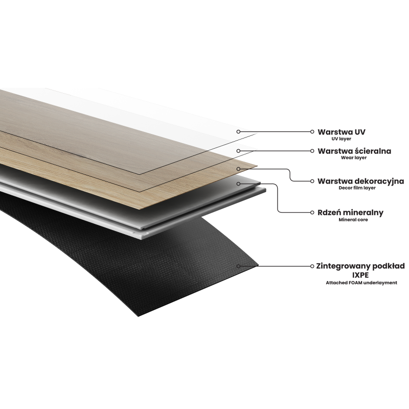 Mexen Mesa Verde  panneaux vinyles 1240 x 182 mm SPC 6,5 mm, sous-couche IXPE 1,5 mm, 4 V-Joint, Chêne