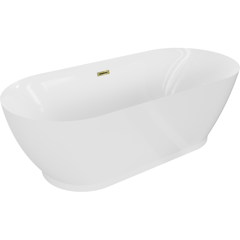 Baignoire autoportante Mexen Roxy 180 x 85 cm, blanche, trop plein doré - 51201808500-50