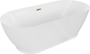 Baignoire autoportante Mexen Roxy 180 x 85 cm, blanche, trop plein doré - 51201808500-50
