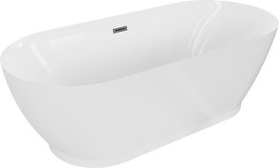 Baignoire Mexen Roxy indépendante 180 x 85 cm, blanche, bonde gun gray brossé - 51201808500-66