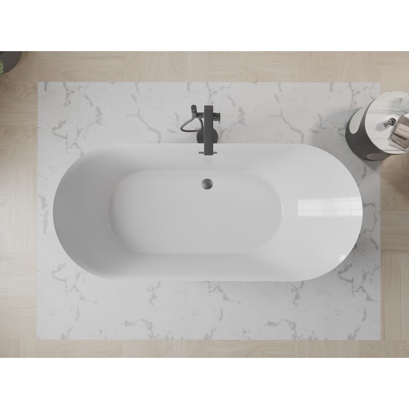 Mexen Roxy baignoire autoportante 180 x 85 cm, blanche, trop-plein gun métal - 51201808500-95