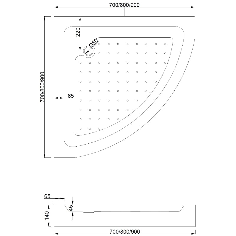 Mexen Rio bac de douche semi-circulaire 70 x 70 cm, blanc - 47107070