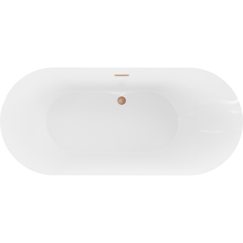 Mexen Roxy baignoire autoportante 180 x 85 cm, blanche, trop-plein en cuivre brossé - 51201808500-65