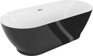 Mexen Roxy baignoire autoportante 180 x 85 cm, blanc/noir, trop-plein chromé - 51201808575-01