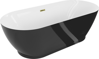 Mexen Roxy baignoire autoportante 180 x 85 cm, blanc/noir, trop-plein doré - 51201808575-50