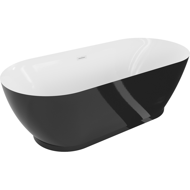 Mexen Roxy baignoire autoportante 180 x 85 cm, blanche/noire, trop-plein blanc - 51201808575-20