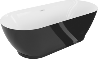 Mexen Roxy baignoire autoportante 180 x 85 cm, blanche/noire, trop-plein blanc - 51201808575-20