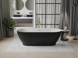 Baignoire Mexen Roxy autoportante 180 x 85 cm, blanche/noire, évacuation dorée - 51201808575-50