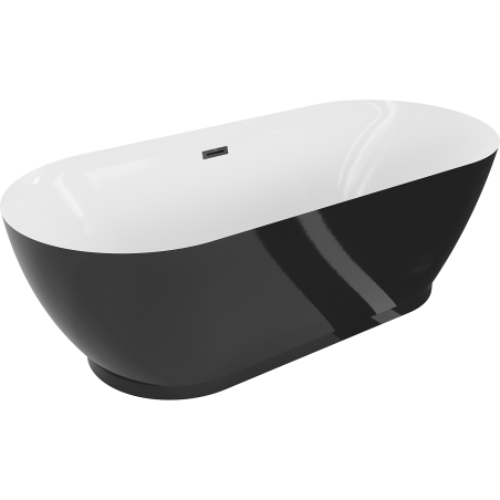 Mexen Roxy baignoire autoportante 180 x 85 cm, blanche/noire, trop-plein noir - 51201808575-70