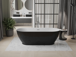 Baignoire Mexen Roxy autoportante 180 x 85 cm, blanche/noire, évacuation chromée - 51201808575-01