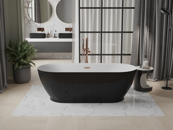 Mexen Roxy baignoire autonome 180 x 85 cm, blanche/noire, trop-plein en laiton brossé - 51201808575-65