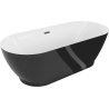 Mexen Roxy baignoire autoportante 180 x 85 cm, blanche/noire, trop-plein gun gray brossé - 51201808575-66
