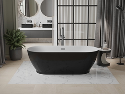 Baignoire Mexen Roxy autoportante 180 x 85 cm, blanche/noire, trop-plein gun metal brossé - 51201808575-66