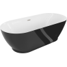 Mexen Roxy baignoire autoportante 180 x 85 cm, blanc/noir, trop-plein nickel brossé - 51201808575-97