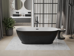 Baignoire Mexen Roxy autoportante 180 x 85 cm, blanche/noire, trop-plein noir - 51201808575-70