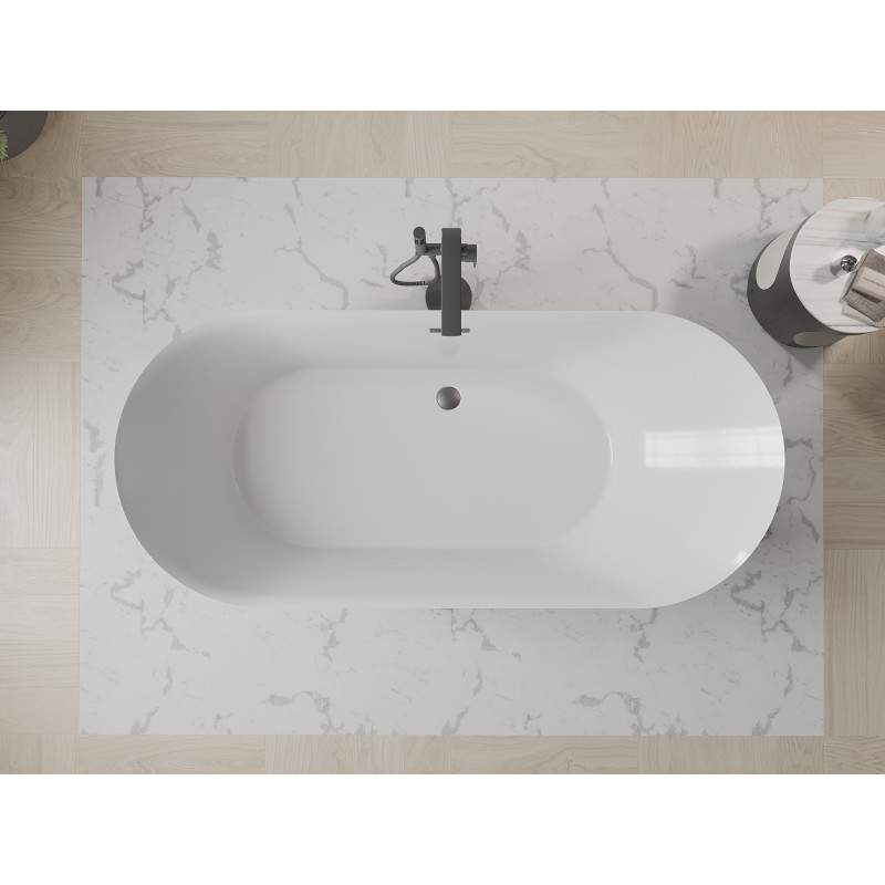 Mexen Roxy baignoire autoportante 180 x 85 cm, blanche/noire, trop-plein gun metal - 51201808575-95