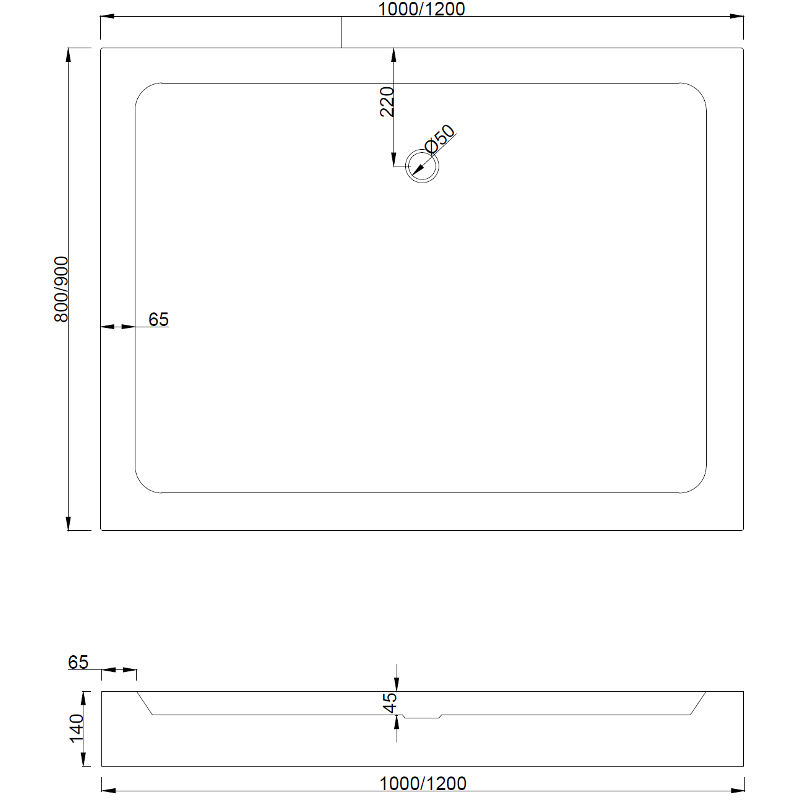 Mexen Rio receveur de douche rectangulaire 100 x 80 cm, blanc - 45108010