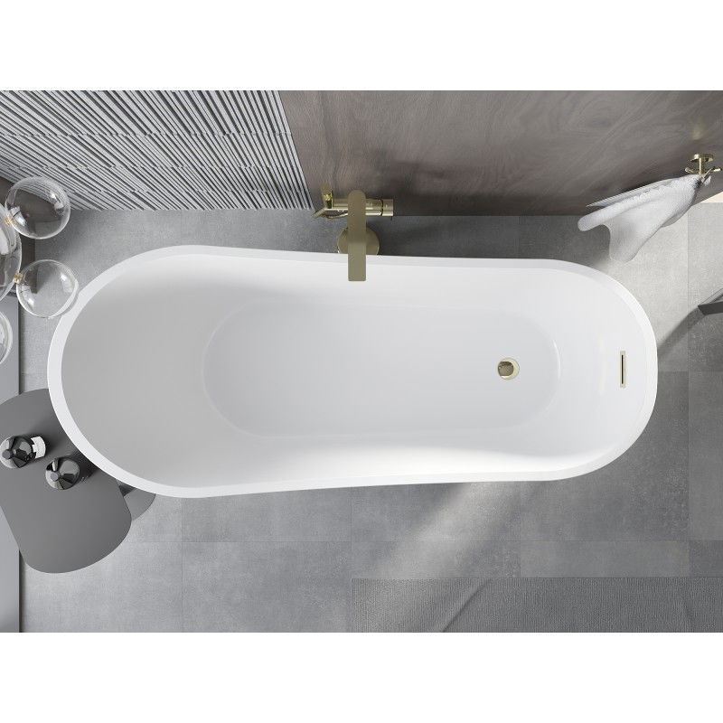 Mexen Alta baignoire autoportante 170 x 75 cm, blanche, trop-plein doré - 52141707500-50