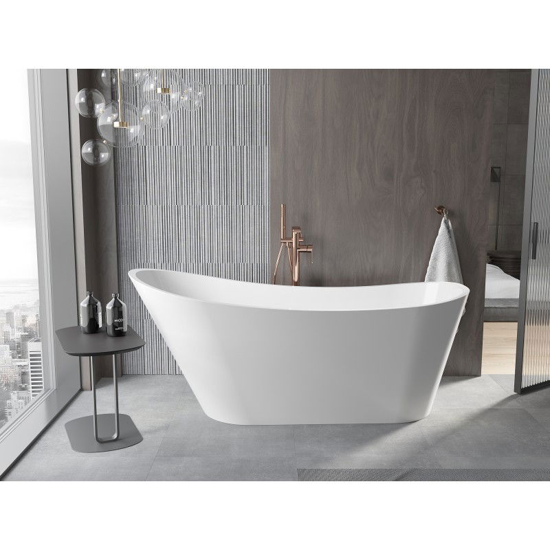 Mexen Alta baignoire autoportante 170 x 75 cm, blanche, trop-plein cuivre brossé - 52141707500-65
