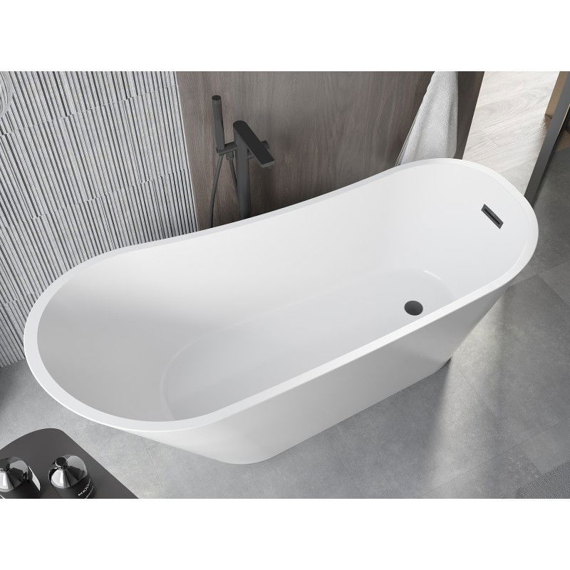 Mexen Alta baignoire autoportante 170 x 75 cm, blanche, trop-plein noir - 52141707500-70
