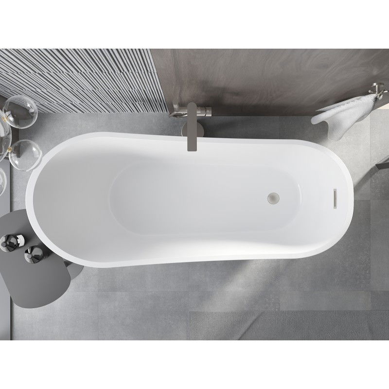 Mexen Alta baignoire autoportante 170 x 75 cm, blanche, trop-plein nickel brossé - 52141707500-97