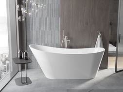 Baignoire Mexen Alta autoportante 170 x 75 cm, blanche, trop-plein en nickel brossé - 52141707500-97