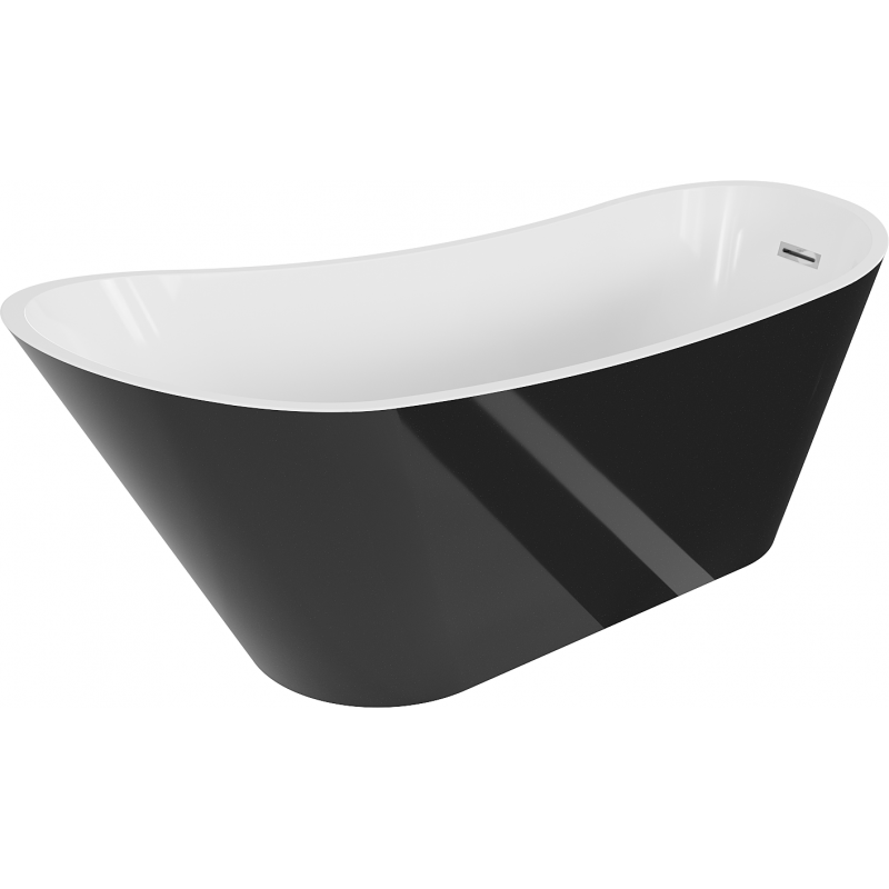 Baignoire Mexen Alta autoportante 170 x 75 cm, blanche/noire, bonde chromée - 52141707575-01