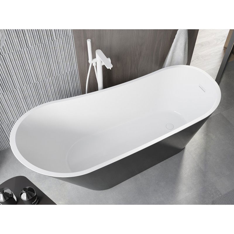 Mexen Alta baignoire autoportante 170 x 75 cm, blanc/noir, trop-plein blanc - 52141707575-20