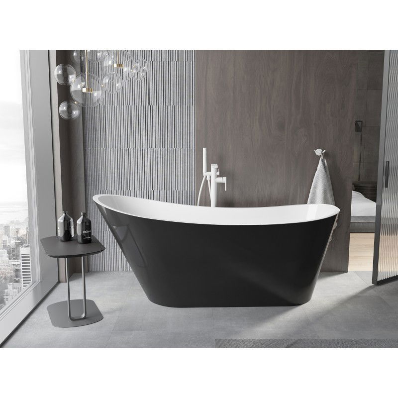 Mexen Alta baignoire autoportante 170 x 75 cm, blanc/noir, trop-plein blanc - 52141707575-20