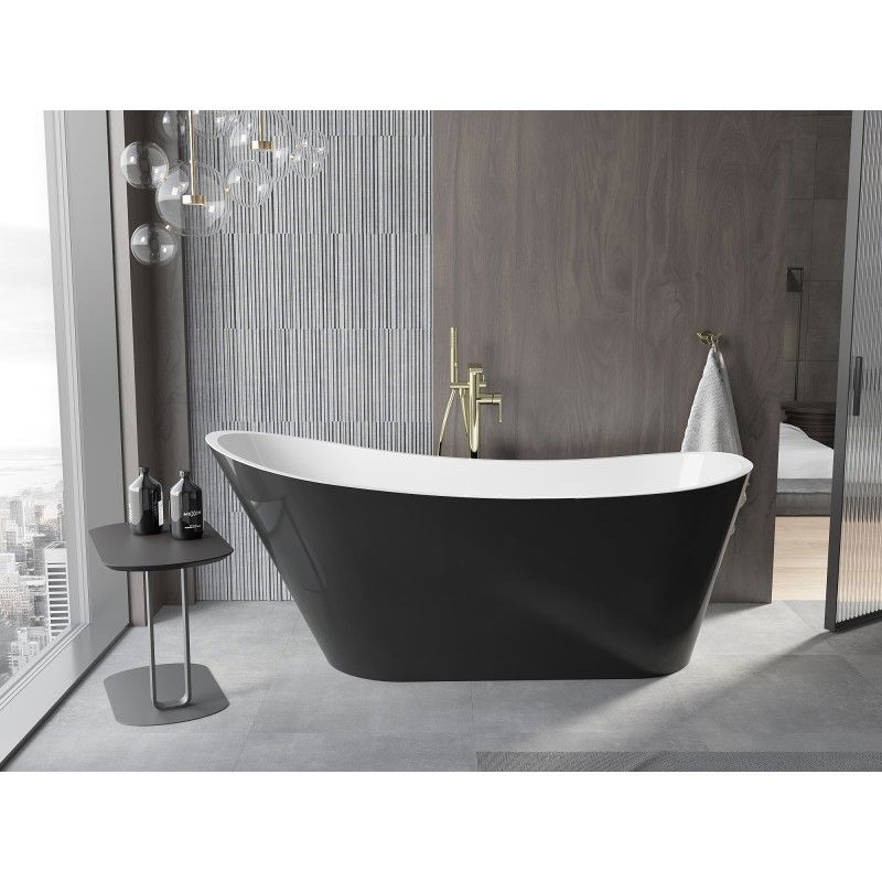 Mexen Alta baignoire autoportante 170 x 75 cm, blanche/noire, trop-plein doré - 52141707575-50