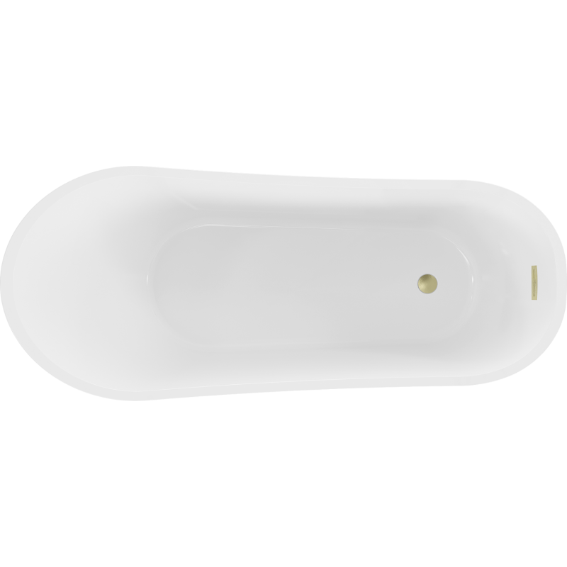 Mexen Alta baignoire autoportante 170 x 75 cm, blanche/noire, trop-plein doré brossé - 52141707575-55