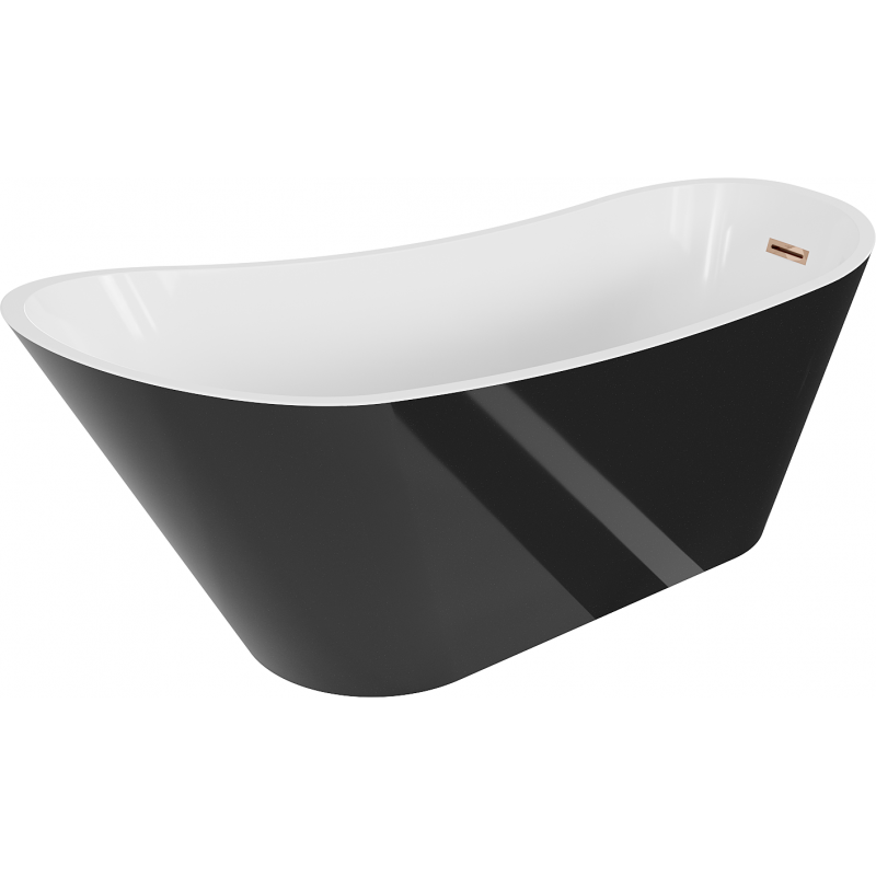 Mexen Alta baignoire autoportante 170 x 75 cm, blanche/noire, évacuation en or rose - 52141707575-60