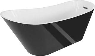 Baignoire autoportante Mexen Alta 170 x 75 cm, blanche/noire, évacuation gun gray brossé - 52141707575-66