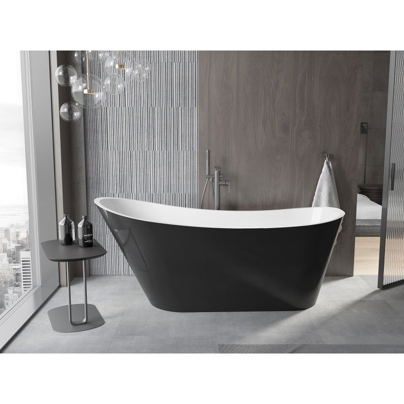 Mexen Alta baignoire autoportante 170 x 75 cm, blanche/noire, trop-plein gun gray brossé - 52141707575-66
