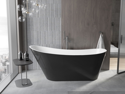 Baignoire autoportante Mexen Alta 170 x 75 cm, blanche/noire, évacuation gun gray brossé - 52141707575-66