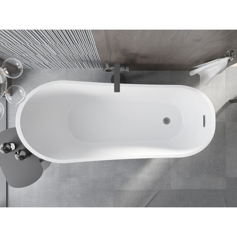 Mexen Alta baignoire autoportante 170 x 75 cm, blanche/noire, trop-plein gun gray brossé - 52141707575-66