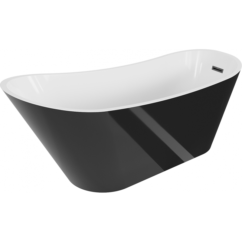 Mexen Alta baignoire autoportante 170 x 75 cm, blanc/noir, trop-plein noir - 52141707575-70