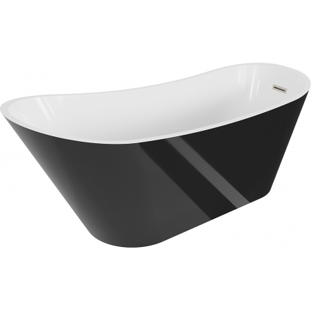 Baignoire autoportante Mexen Alta 170 x 75 cm, blanche/noire, trop-plein en nickel brossé - 52141707575-97