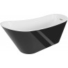 Baignoire autoportante Mexen Alta 170 x 75 cm, blanche/noire, trop-plein en nickel brossé - 52141707575-97