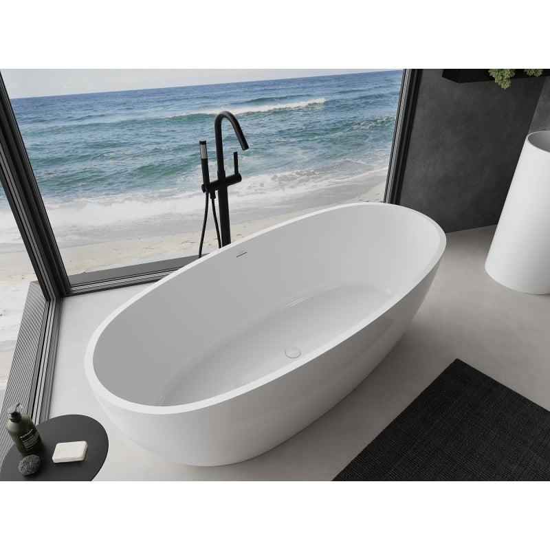 Mexen Torino baignoire autoportante en conglomérat 155 x 78 cm, blanc brillant - 57271557810
