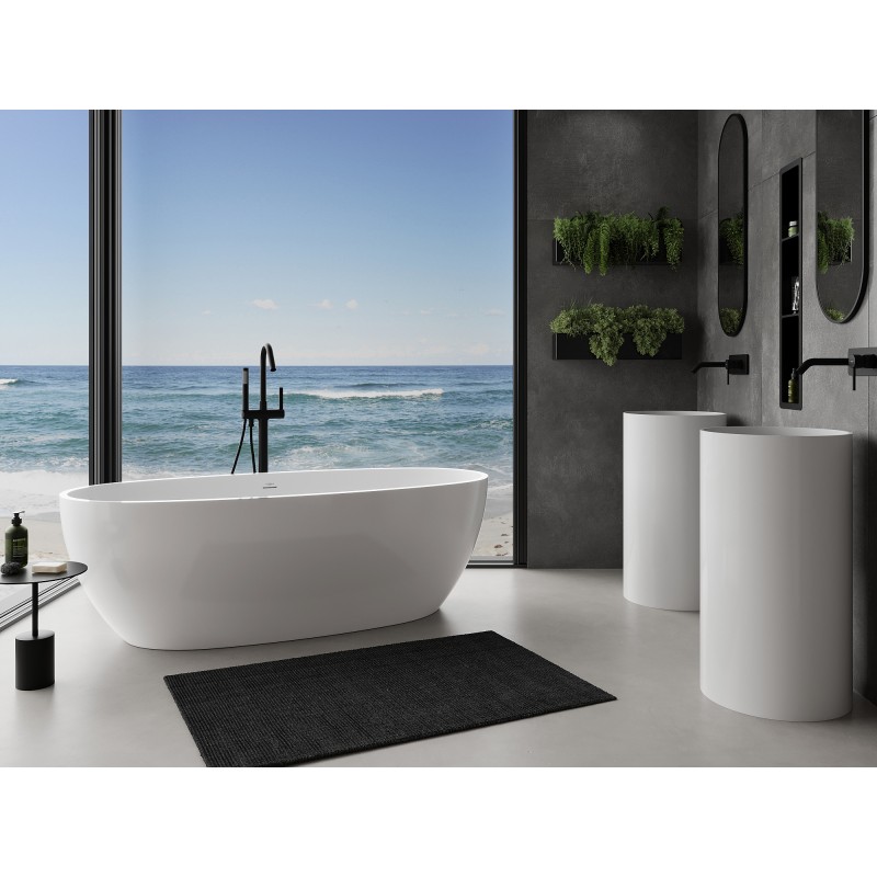 Mexen Torino baignoire autoportante en conglomérat 155 x 78 cm, blanc brillant - 57271557810