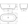 Baignoire autoportante en composite Mexen Torino 155 x 78 cm, béton mat - 57271557861