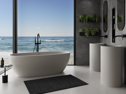 Baignoire autoportante en composite Mexen Torino 155 x 78 cm, béton mat - 57271557861