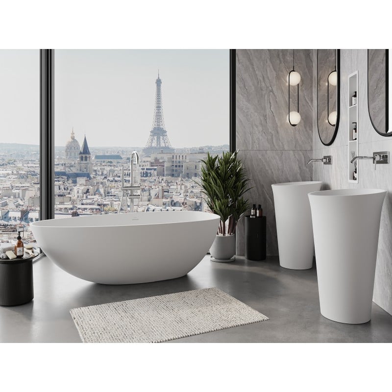 Mexen Imola baignoire autoportante en conglomérat 150 x 77 cm, blanc mat - 57281507600