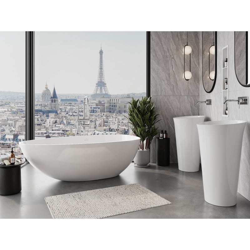 Mexen Imola baignoire autoportante en conglomérat 150 x 77 cm, blanc brillant - 57281507610