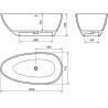 Mexen Imola baignoire autoportante en conglomérat 160 x 81 cm, béton mat - 57281608061