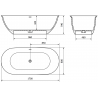 Mexen Siena baignoire autoportante en conglomérat 170 x 80 cm, blanc mat - 57291708000