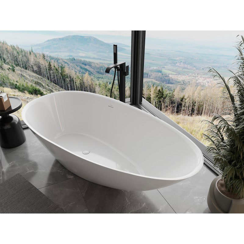 Mexen Milano baignoire autoportante en conglomérat 150 x 82 cm, blanc brillant - 57301508510