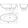 Mexen Milano baignoire autoportante en conglomérat 170 x 86 cm, béton mat - 57301708561