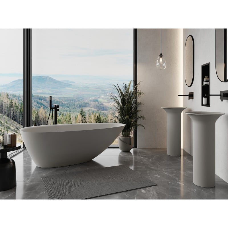 Mexen Milano baignoire autoportante en conglomérat 170 x 86 cm, béton mat - 57301708561